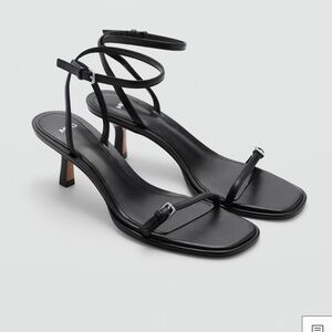 Mango Black Strappy Heels